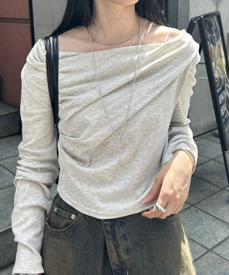  「オフショルロングTシャツ」|Tシャツ・カットソー|