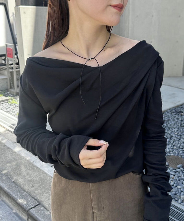  「オフショルロングTシャツ」|Tシャツ・カットソー|ブラック