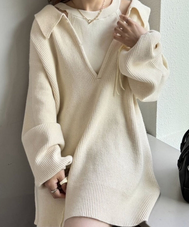  「【サイズ展開あり】襟付きBIGニット」|ニット・セーター|