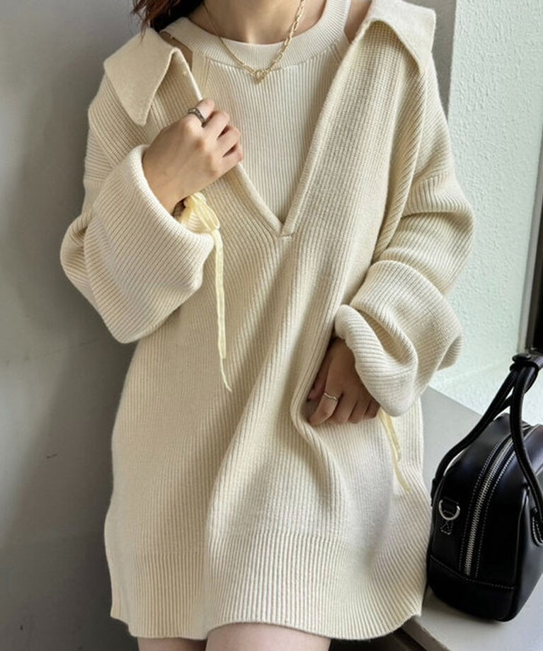  「【サイズ展開あり】襟付きBIGニット」|ニット・セーター|