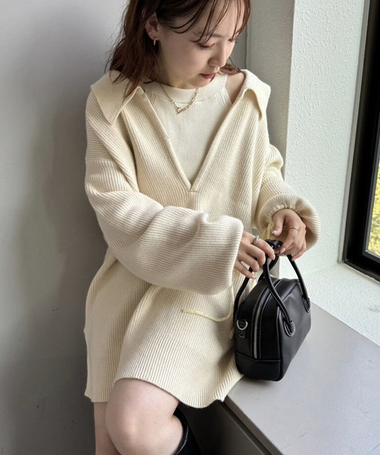  「【サイズ展開あり】襟付きBIGニット」|ニット・セーター|