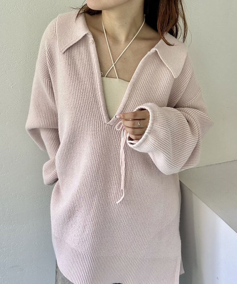  「【サイズ展開あり】襟付きBIGニット」|ニット・セーター|