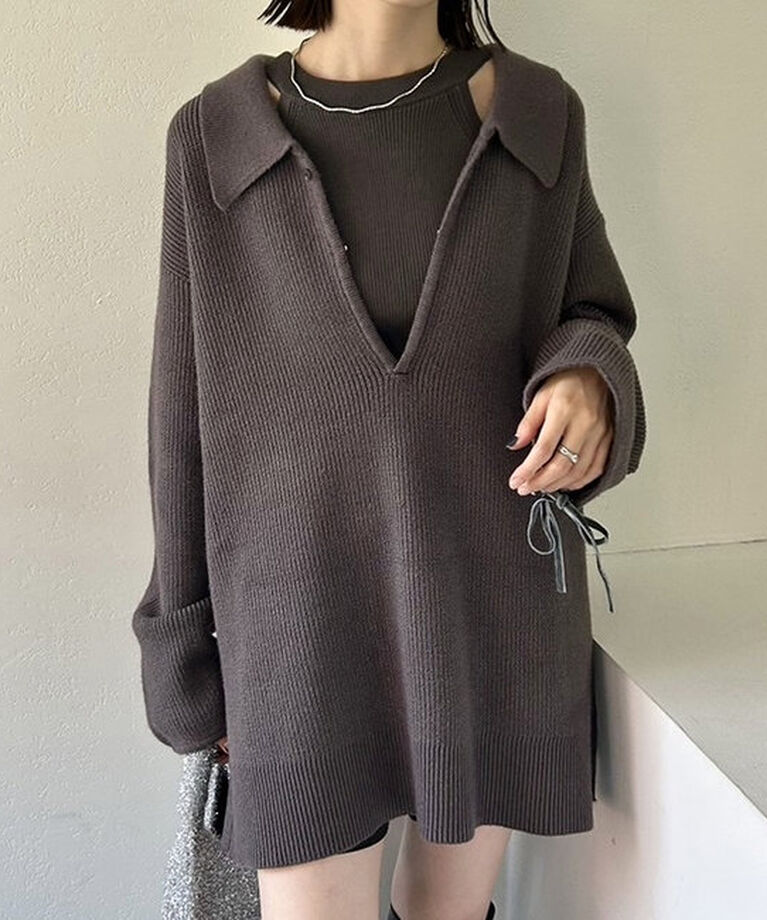 「【サイズ展開あり】襟付きBIGニット」|ニット・セーター|