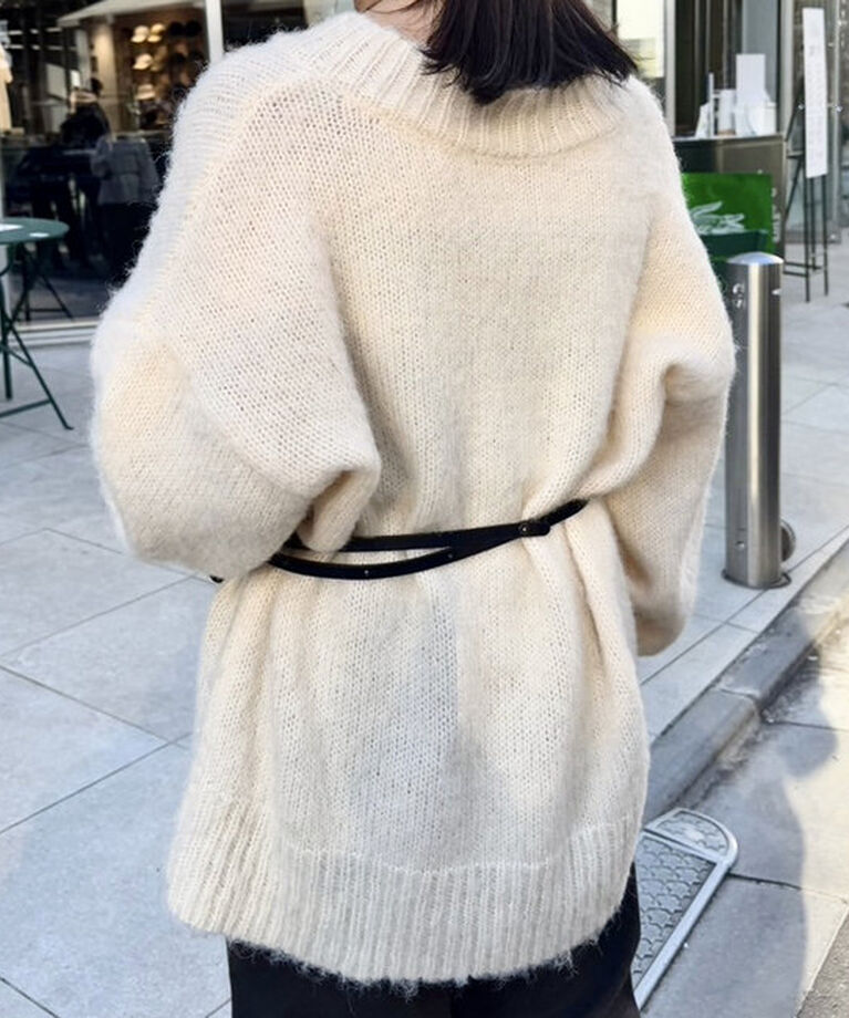  「モヘアライクベルトポーチ付きニット」|ニット・セーター|