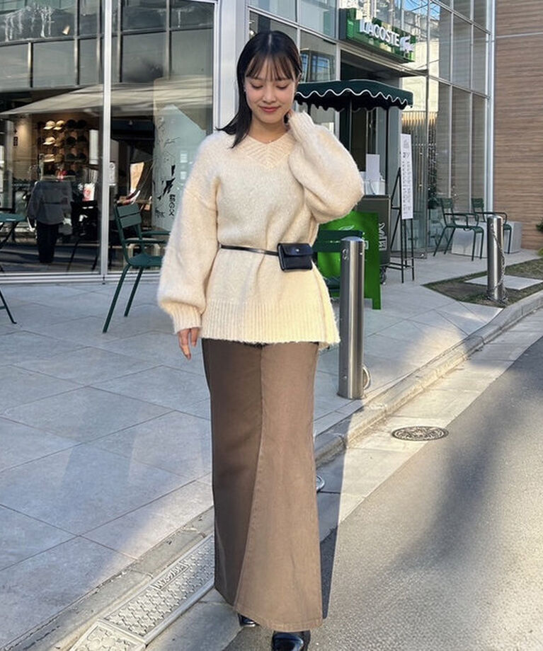  「モヘアライクベルトポーチ付きニット」|ニット・セーター|
