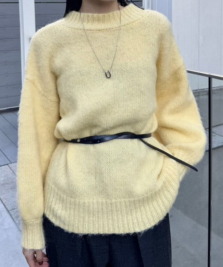  「モヘアライクベルトポーチ付きニット」|ニット・セーター|イエロー
