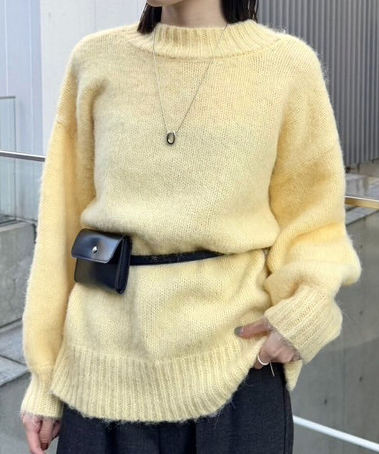  「モヘアライクベルトポーチ付きニット」|ニット・セーター|