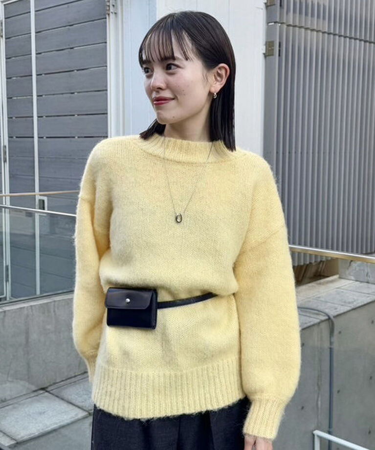  「モヘアライクベルトポーチ付きニット」|ニット・セーター|