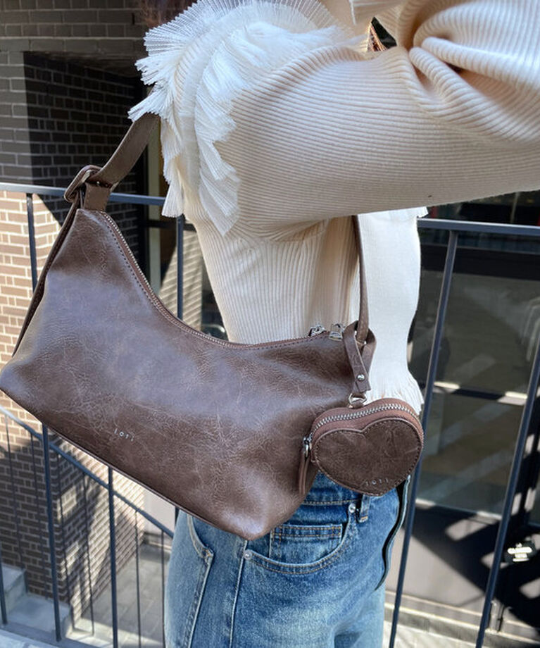  「loti ハートポーチ付きホーボーBAG」|トートバッグ|ブラウン