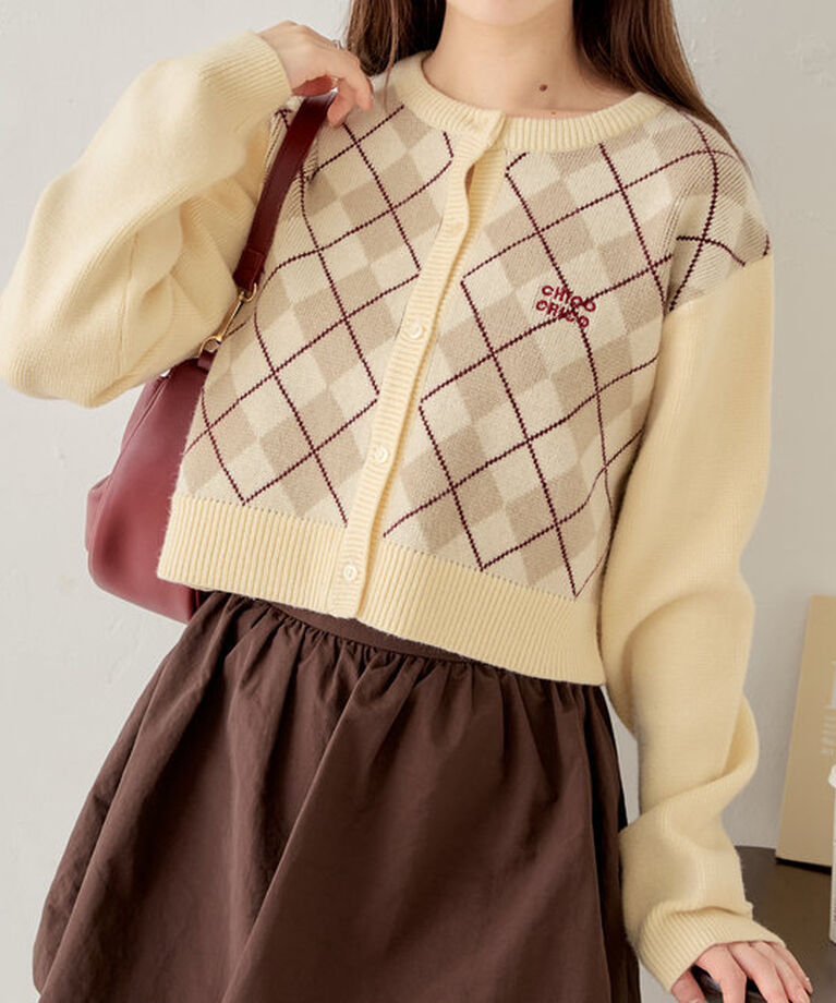  「アーガイル刺繍カーディガン」|パーカー|