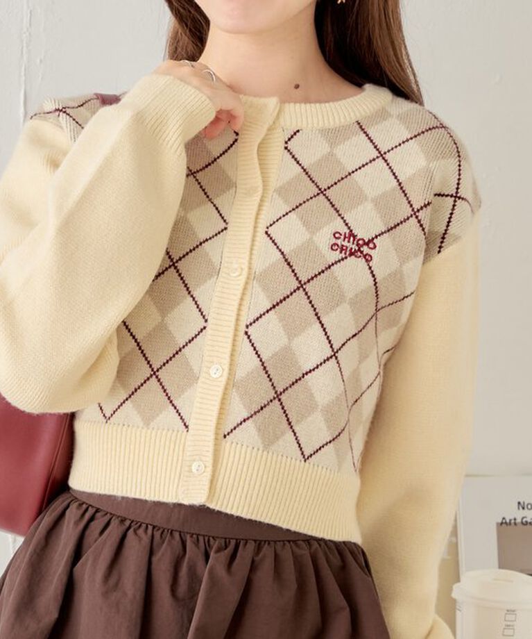  「アーガイル刺繍カーディガン」|パーカー|
