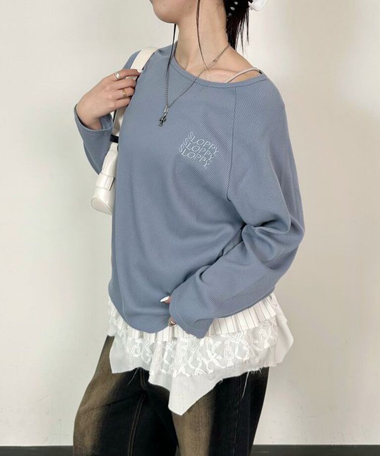 「【WEB限定】【SLOPPY/スロッピー】ワッフルトップス」|Tシャツ・カットソー|サックスブルー