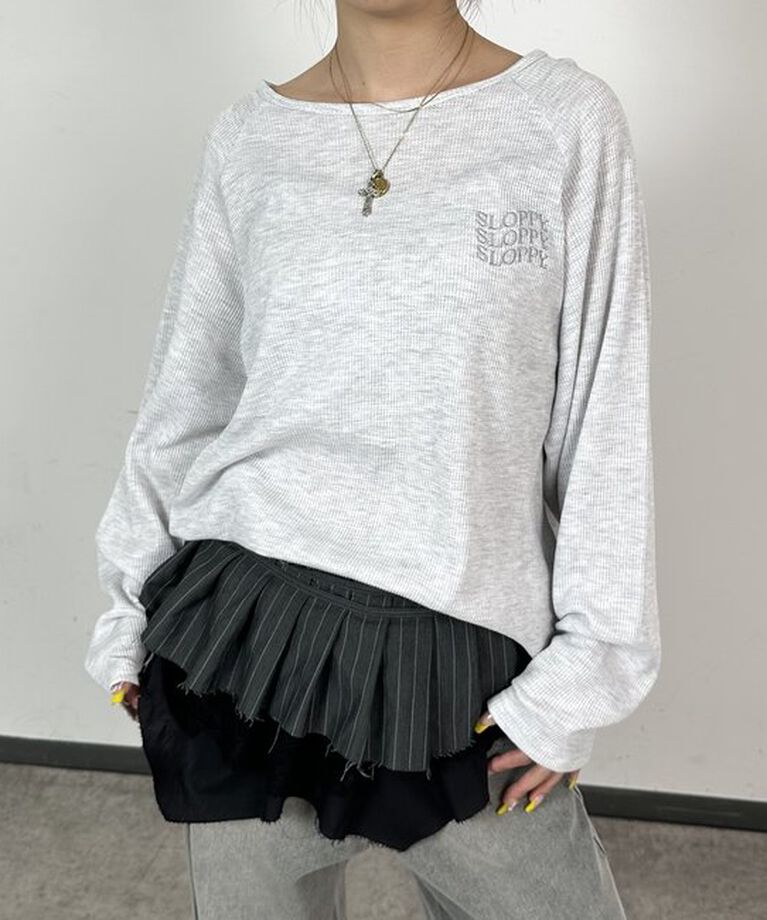  「【WEB限定】【SLOPPY/スロッピー】ワッフルトップス」|Tシャツ・カットソー|ライトグレー