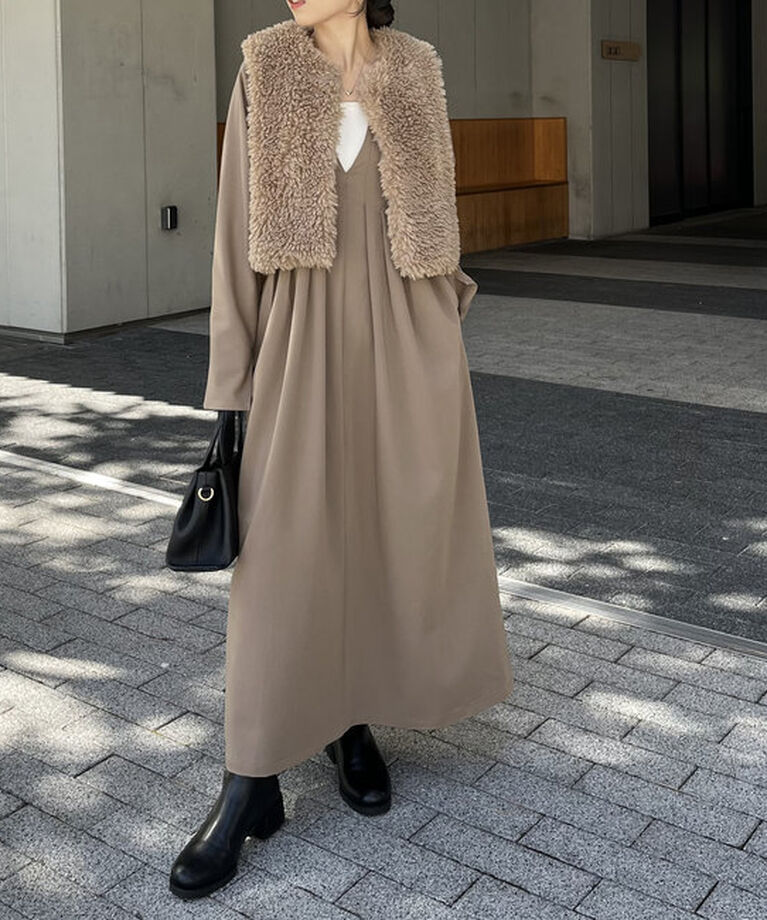  「【低身長サイズあり】ウエストタックワンピース」|ワンピース|