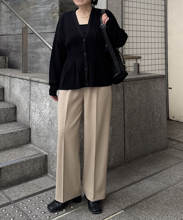  「【低身長・高身長サイズあり】タックストレートパンツ」|チノ|