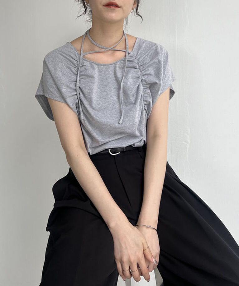  「ギャザーフレンチTシャツ」|Tシャツ・カットソー|