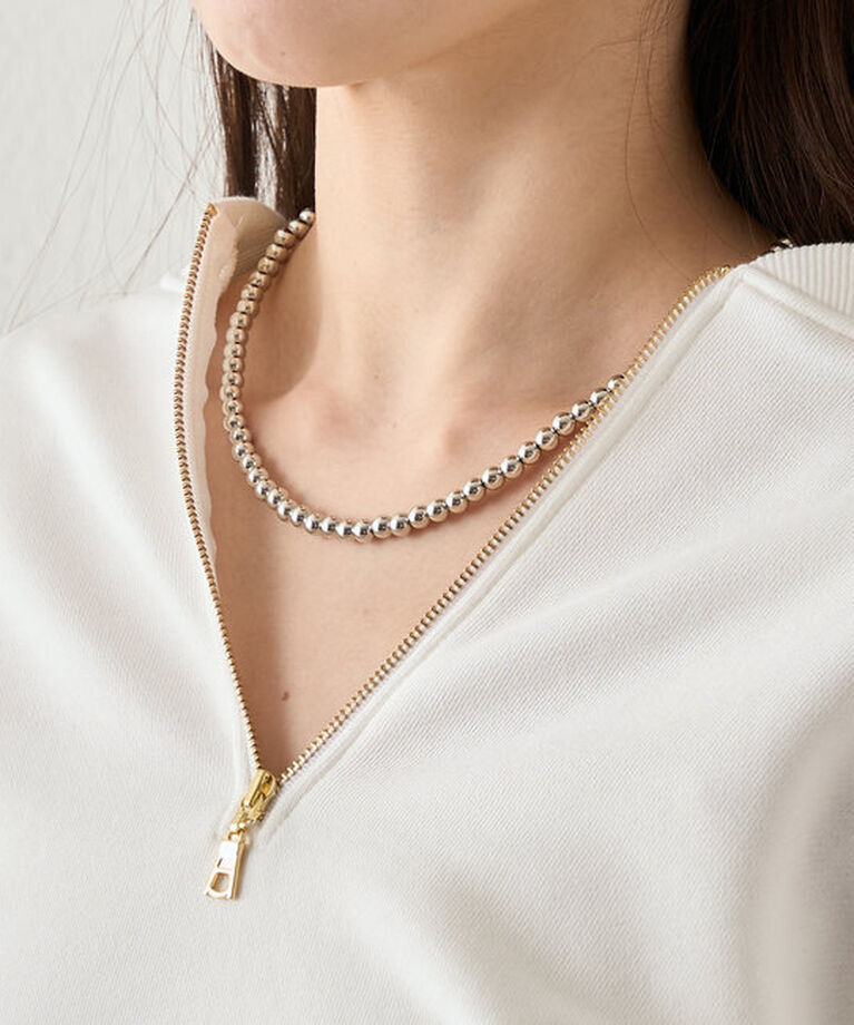  「《重ね着けでボリュームを出しても◎》ボールチェーンネックレス50cm」|ネックレス|