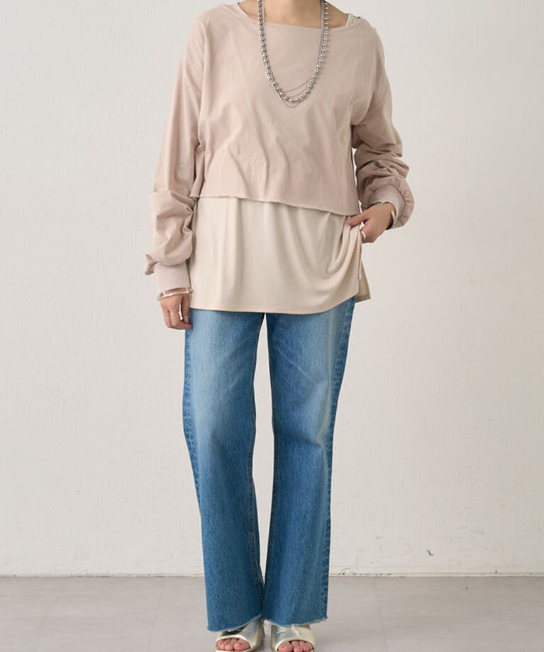  「《大人の重ね着》レイヤードカットソー」|Tシャツ・カットソー|