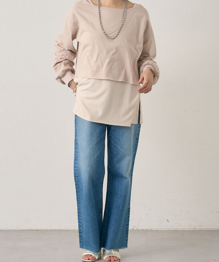  「《大人の重ね着》レイヤードカットソー」|Tシャツ・カットソー|