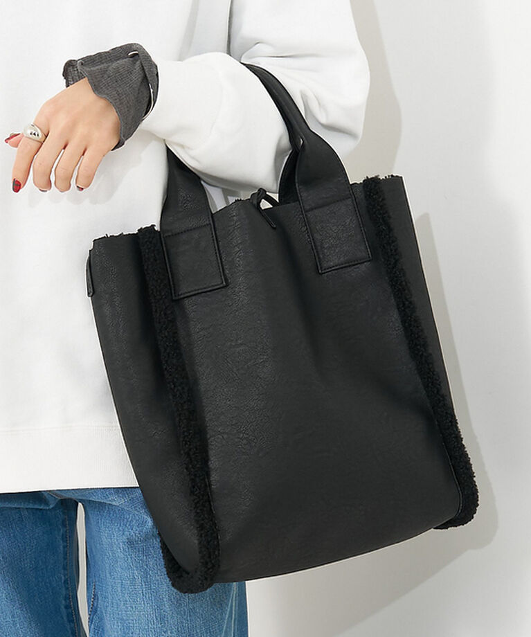 collex「リバーシブルボアトート2WAYバッグ」|トートバッグ|ブラック