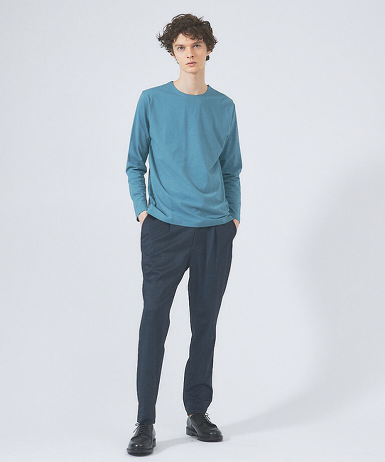 ABAHOUSE「【ノンストレス】定番 / COTTON LYCRA 圧着 クルーネック 長袖 T」|Tシャツ・カットソー|