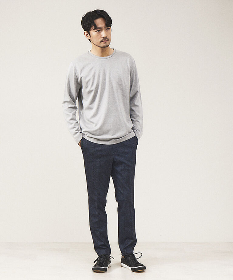 ABAHOUSE「【クルーネック】ポンチ 長袖 Tシャツ」|Tシャツ・カットソー|