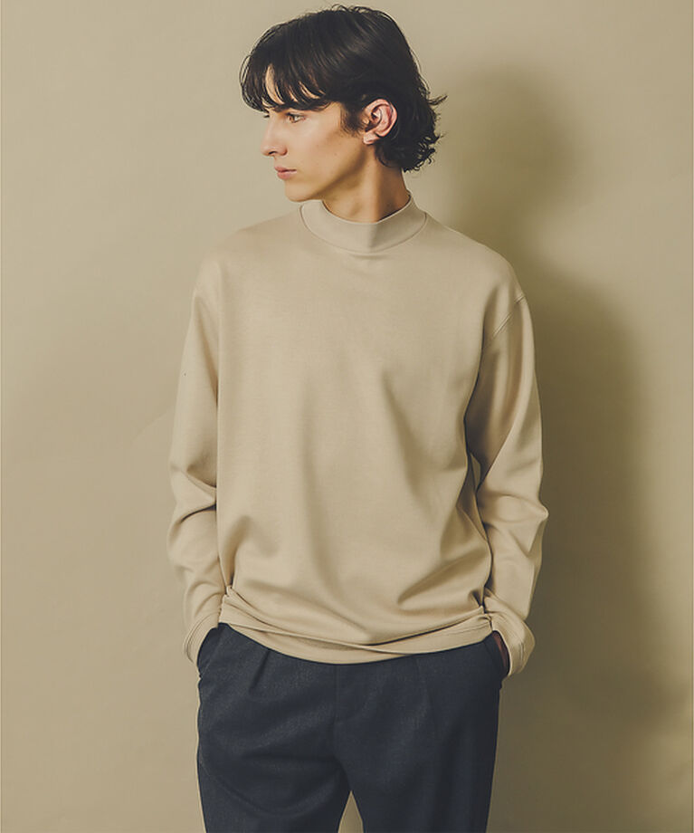 ABAHOUSE「【シルキータッチ】ライトダンボールモックネック ロンT」|Tシャツ・カットソー|グレージュ