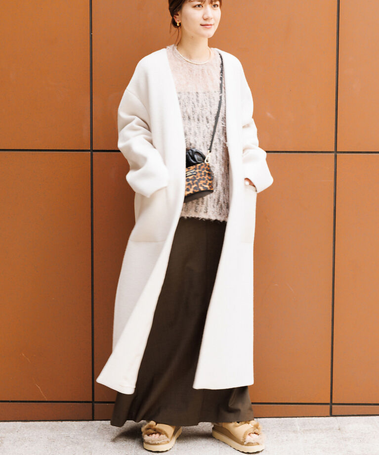Rouge vif「ノーカラー ロングコート」|ノーカラーコート|