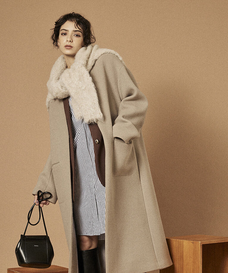 Rouge vif「ノーカラー ロングコート」|ノーカラーコート|