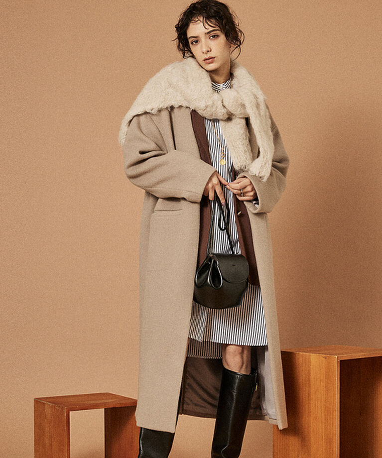 Rouge vif「ノーカラー ロングコート」|ノーカラーコート|