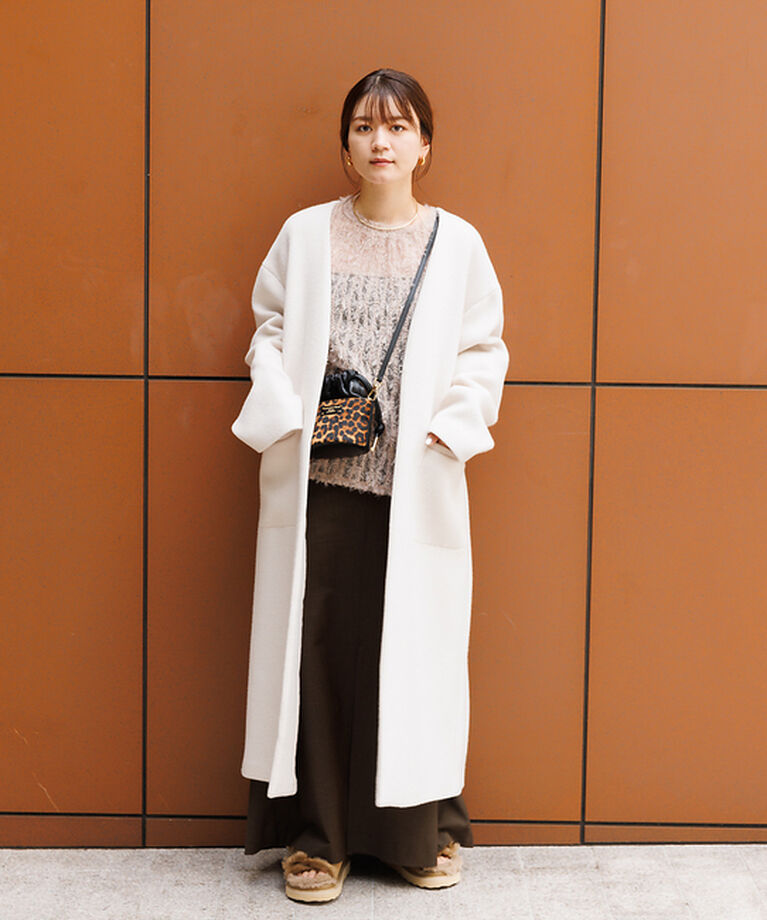 Rouge vif「ノーカラー ロングコート」|ノーカラーコート|