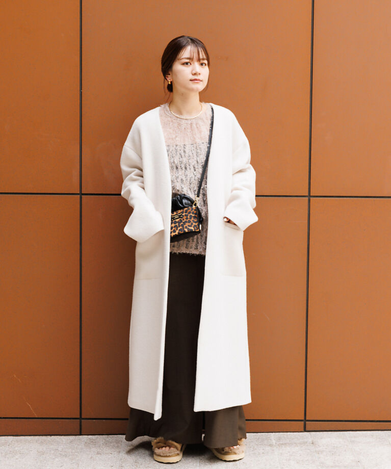 Rouge vif「ノーカラー ロングコート」|ノーカラーコート|