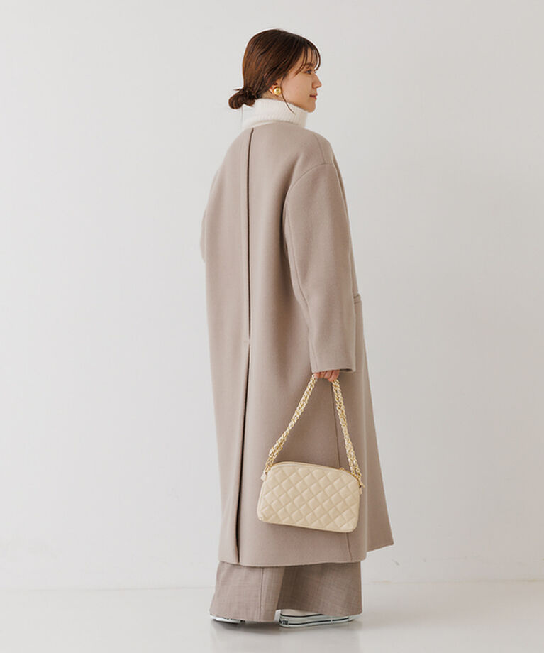 Rouge vif「ノーカラー ロングコート」|ノーカラーコート|