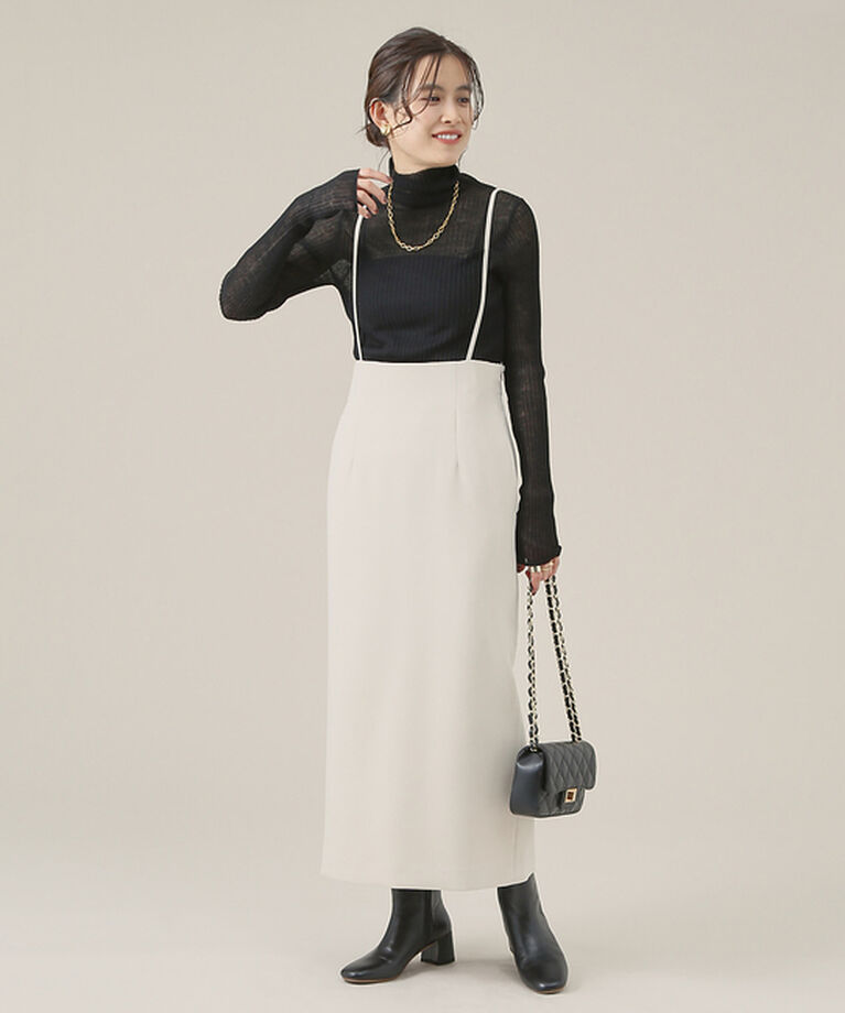 Rouge vif「【XSサイズ展開】【ロングセラー】ハイウエストサスペンダースカート」|スカート|