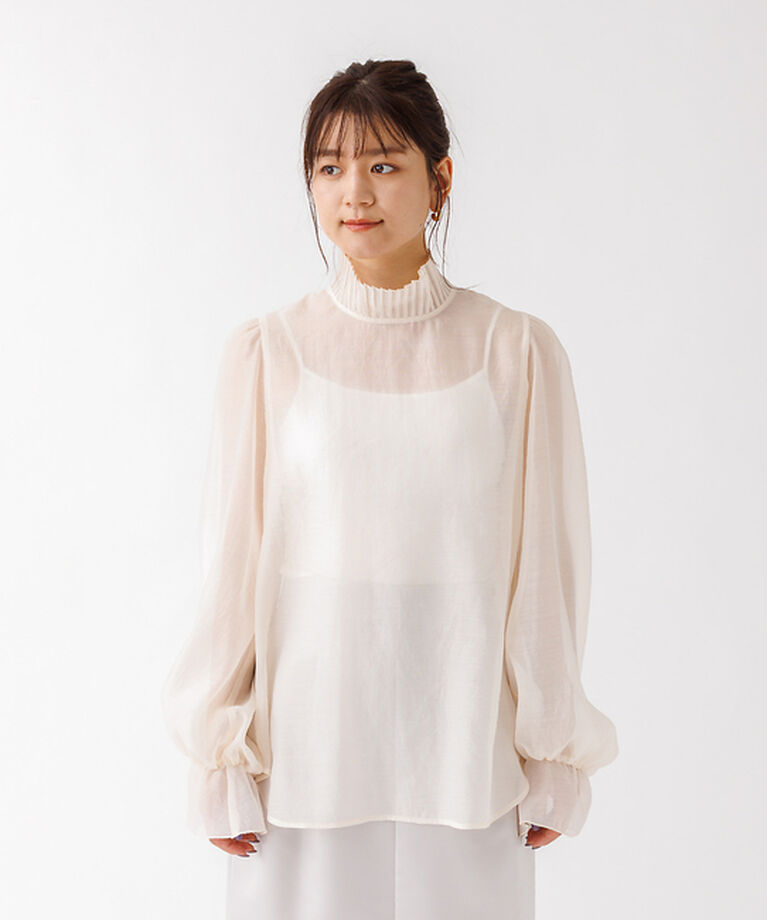 Rouge vif「プリーツネックシアーブラウス」|シャツ・ブラウス|