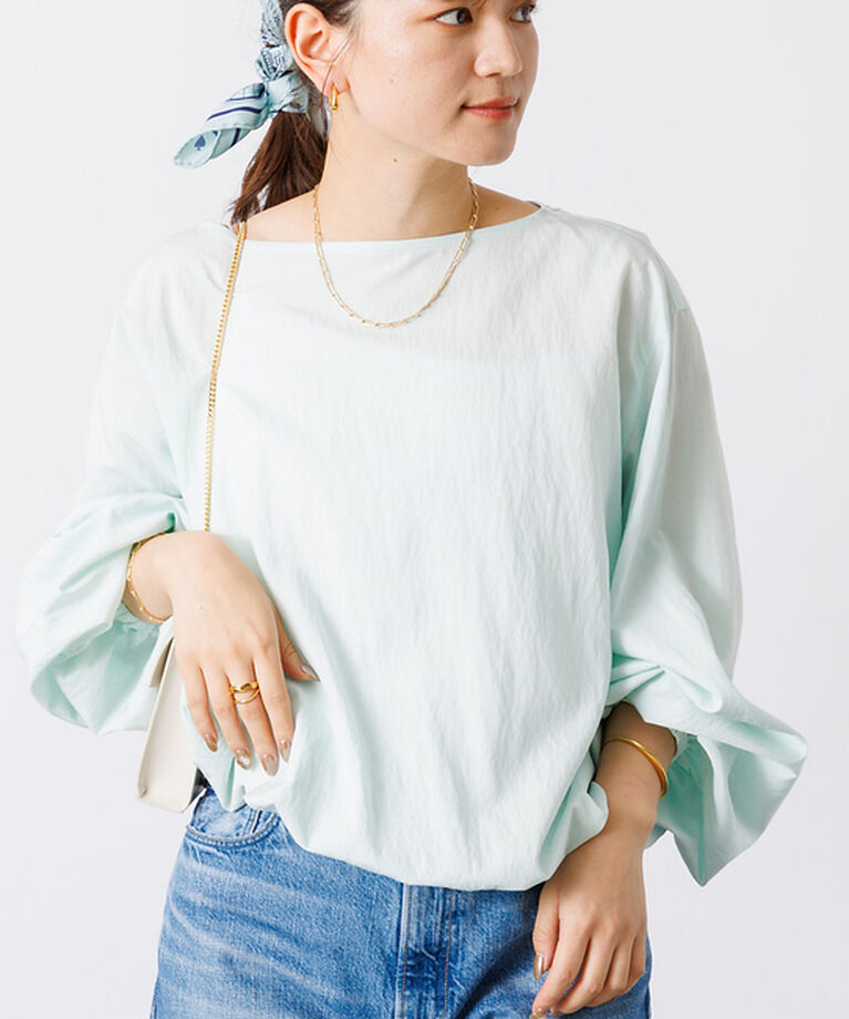 Rouge vif「ふんわり袖ボートネックブラウス」|シャツ・ブラウス|サックスブルー