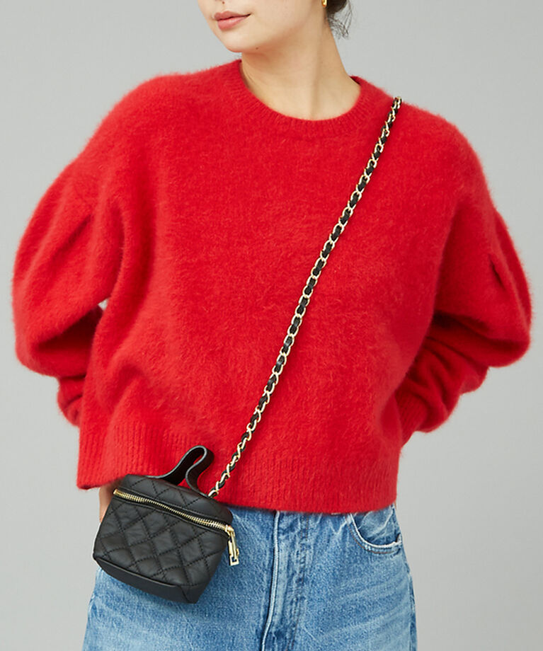 Rouge vif「フォックスウールタックスリーブショートニット」|ニット・セーター|レッド