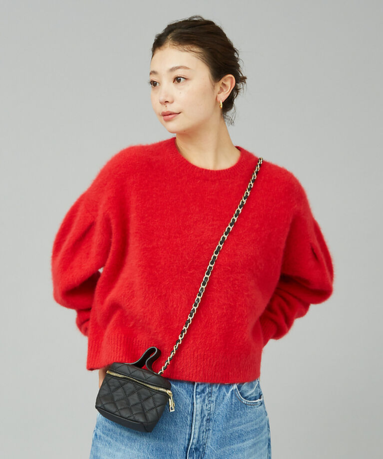 Rouge vif「フォックスウールタックスリーブショートニット」|ニット・セーター|