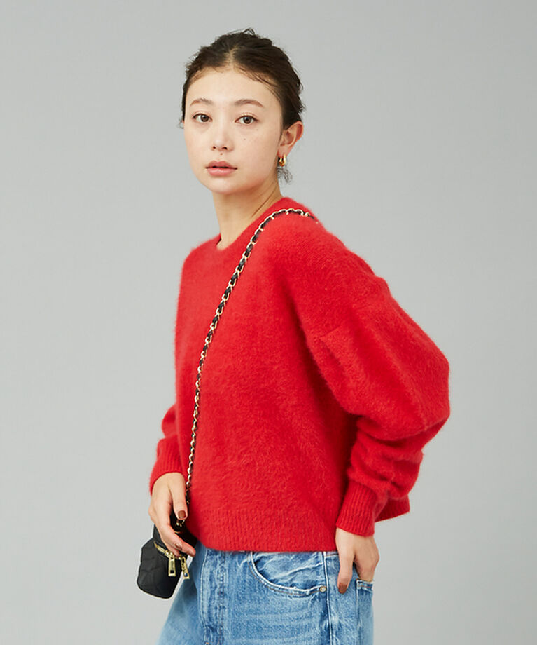 Rouge vif「フォックスウールタックスリーブショートニット」|ニット・セーター|