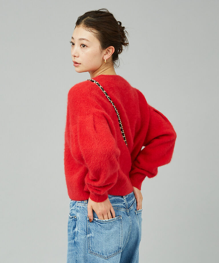 Rouge vif「フォックスウールタックスリーブショートニット」|ニット・セーター|