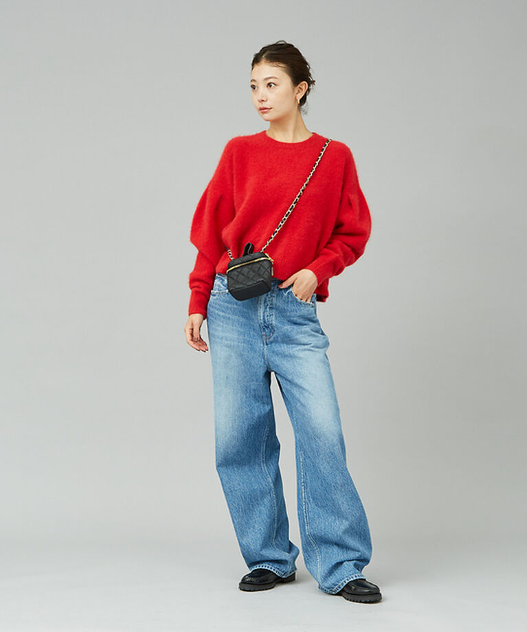 Rouge vif「フォックスウールタックスリーブショートニット」|ニット・セーター|