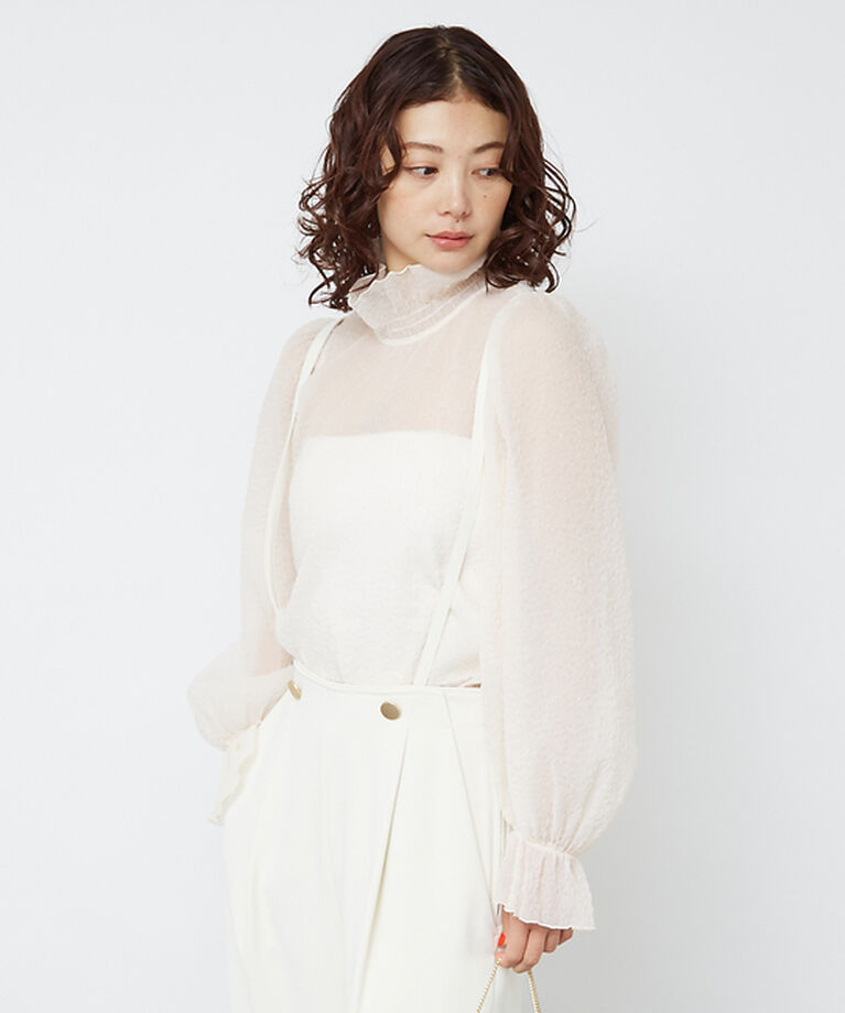 Rouge vif「ハイネックフリルシアーブラウス」|シャツ・ブラウス|