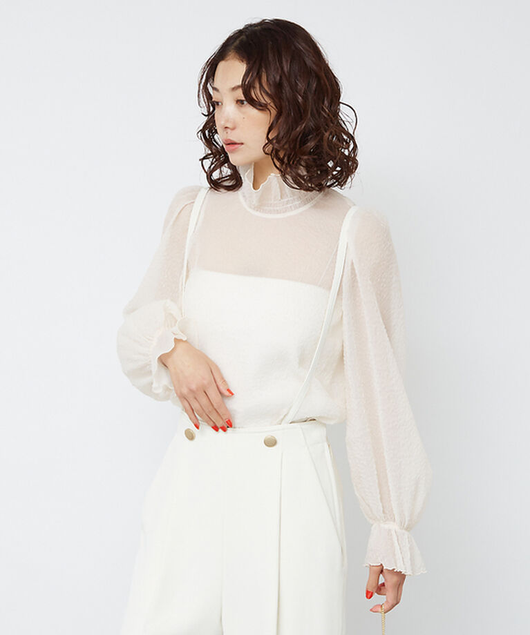 Rouge vif「ハイネックフリルシアーブラウス」|シャツ・ブラウス|