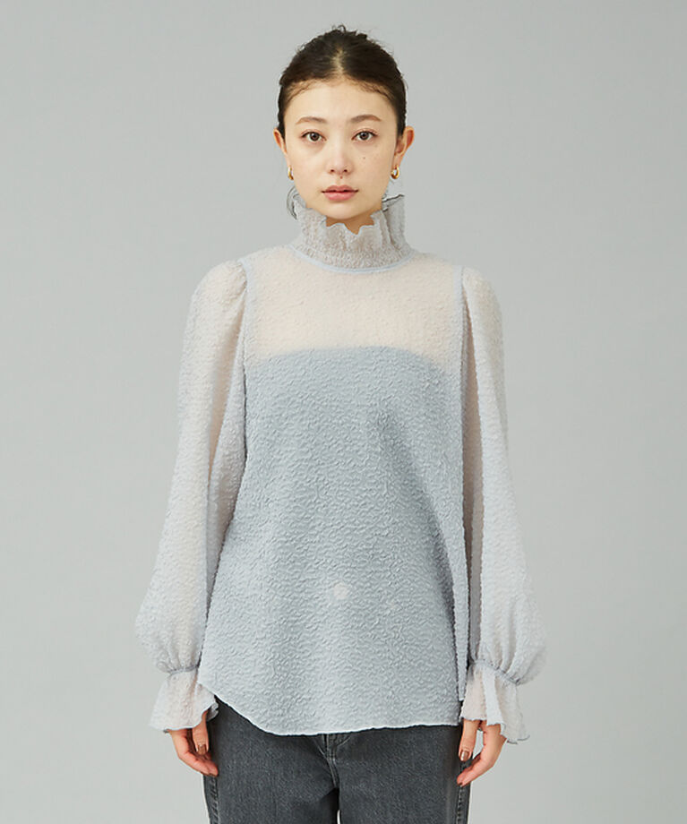 Rouge vif「ハイネックフリルシアーブラウス」|シャツ・ブラウス|