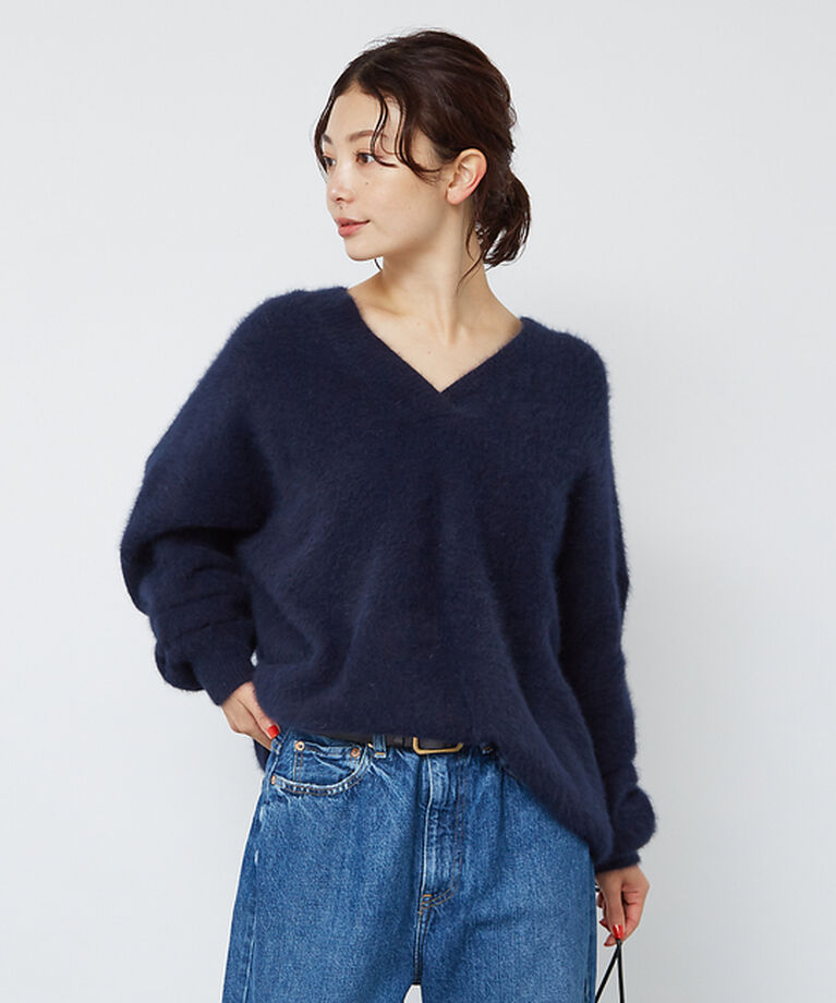 Rouge vif「フォックスウールVネックラウンドヘムニットプルオーバー」|ニット・セーター|