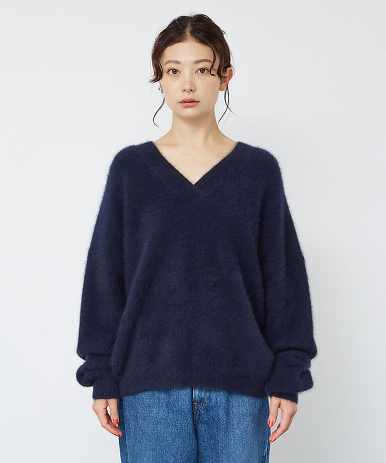 Rouge vif「フォックスウールVネックラウンドヘムニットプルオーバー」|ニット・セーター|