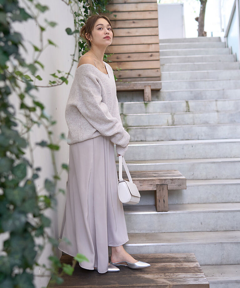 Rouge vif「【一部店舗限定】【2点セット】Vネックニット×キャミワンピセット」|ワンピース|