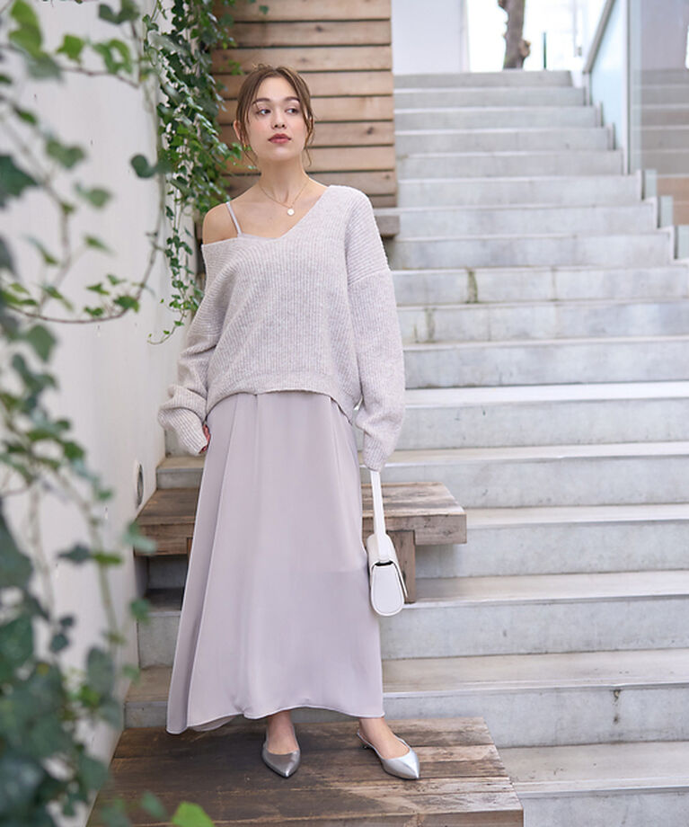 Rouge vif「【一部店舗限定】【2点セット】Vネックニット×キャミワンピセット」|ワンピース|