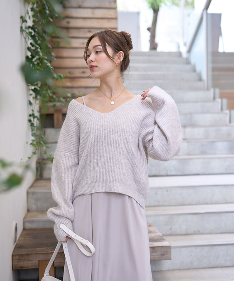 Rouge vif「【一部店舗限定】【2点セット】Vネックニット×キャミワンピセット」|ワンピース|