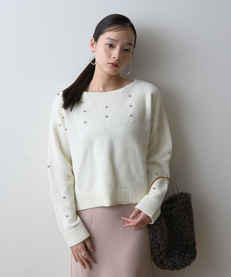 Rouge vif「【一部店舗限定】ビジューニットプルオーバー」|ニット・セーター|
